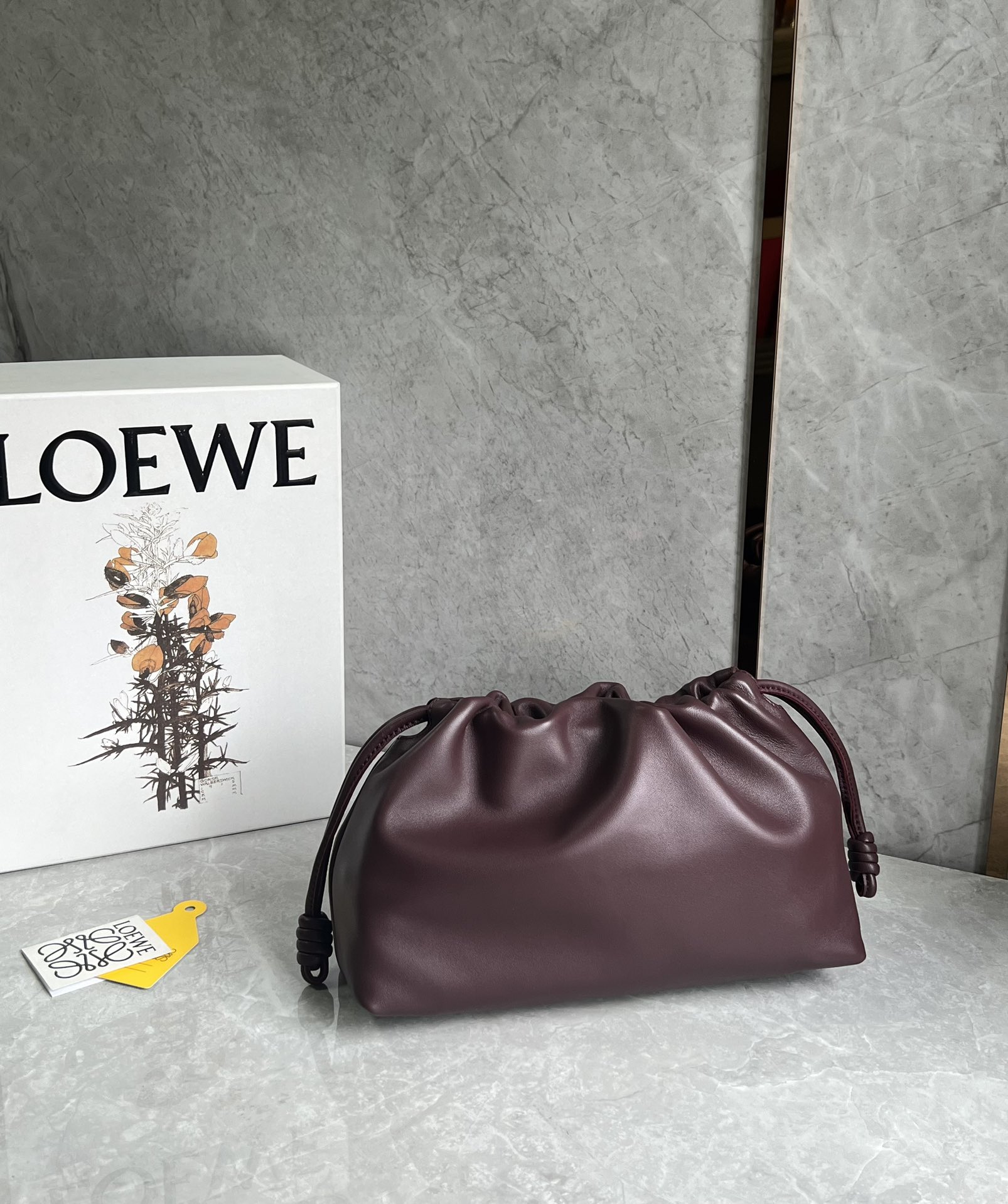 Loewe Medium Flamenco Purse in Mellow Nappa Lambskin Dark Burgundy